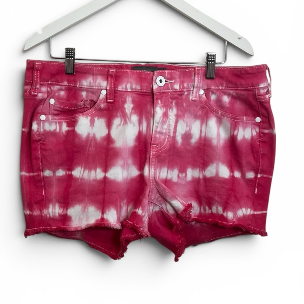torrid Pink & White Tie-Dye Cutoff Denim Shorts